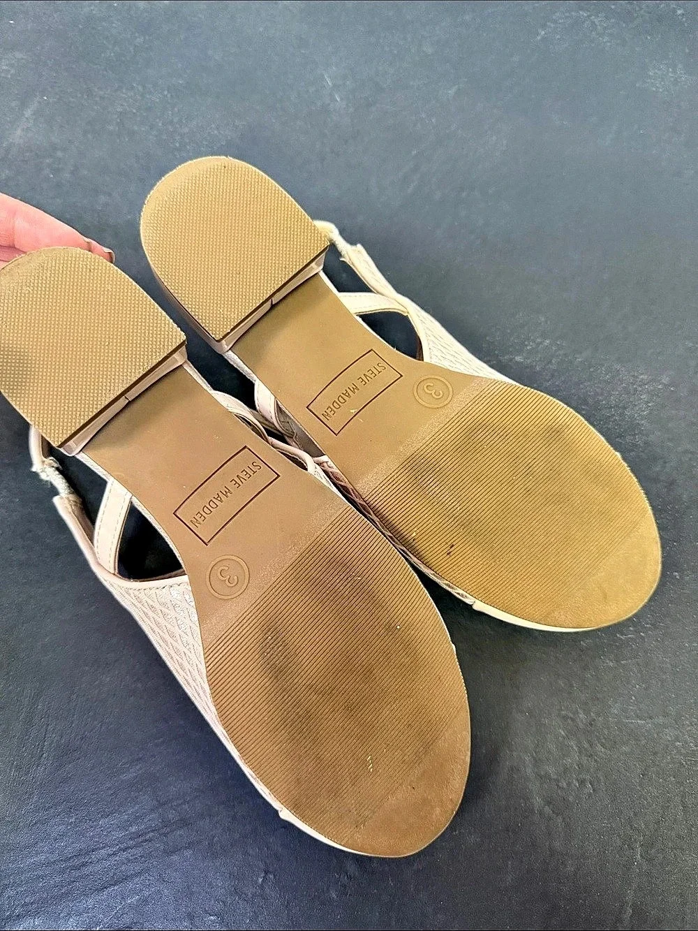 Steve Madden girls Belinda Mule Slingback Block Heel Beige size 3